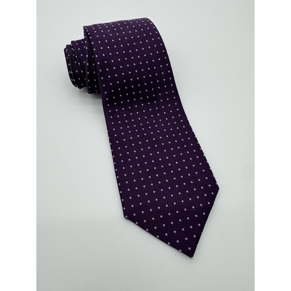Alara Purple Polka Dot Tie Mens Silk Necktie White‎ Dots Classic Business Formal